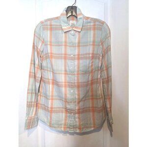 J. Crew | The Perfect Shirt in Mint/Coral Plaid